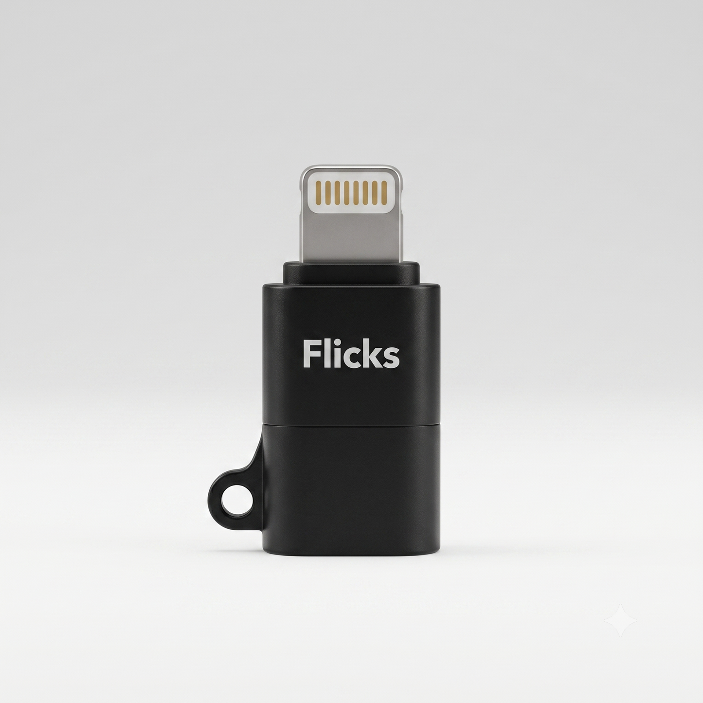 Flicks USB-C til Lightning adapter sat på det medfølgende USB-C kabel